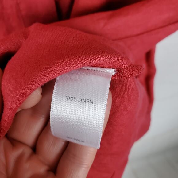 NEW J Jill 100% Linen Button Front Midi Dress XL Petite Cape Cod Red Sleeveless - Picture 9 of 13